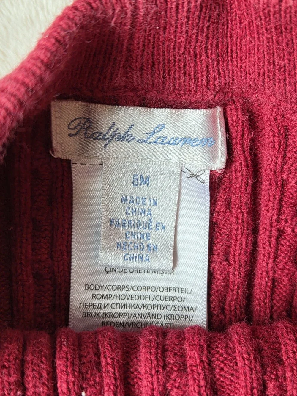 Polo Ralph Lauren Baby Polo Bear Cable Knit Cardigan Set Red 6M Holiday Gift